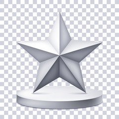 Poster - Five-pointed star on the illuminated podium, award pedestal icon on a transparent background, geometry shape, vector design for you project