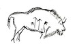 Cave painting of injured bison,
