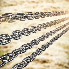Poster - composite image of row of 3d metal chains