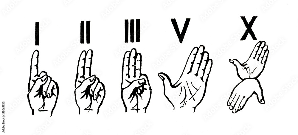 Emergence of roman numerals from hand signals Stock Illustration ...