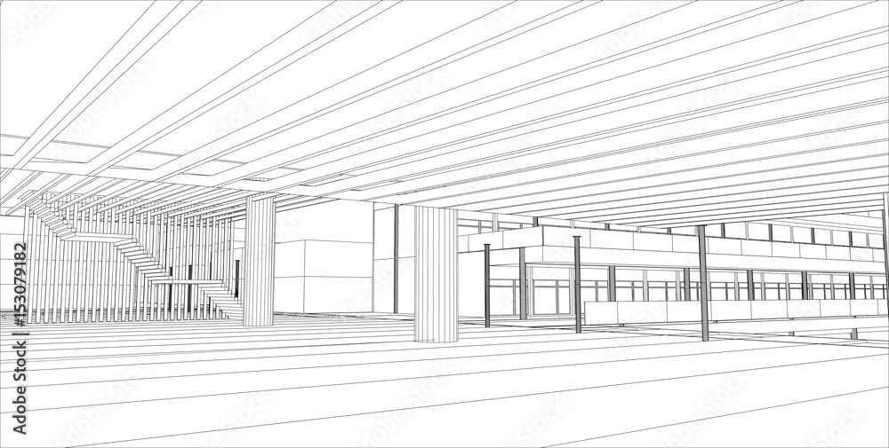 sketch design of interior hall,vector Stock Vector | Adobe Stock