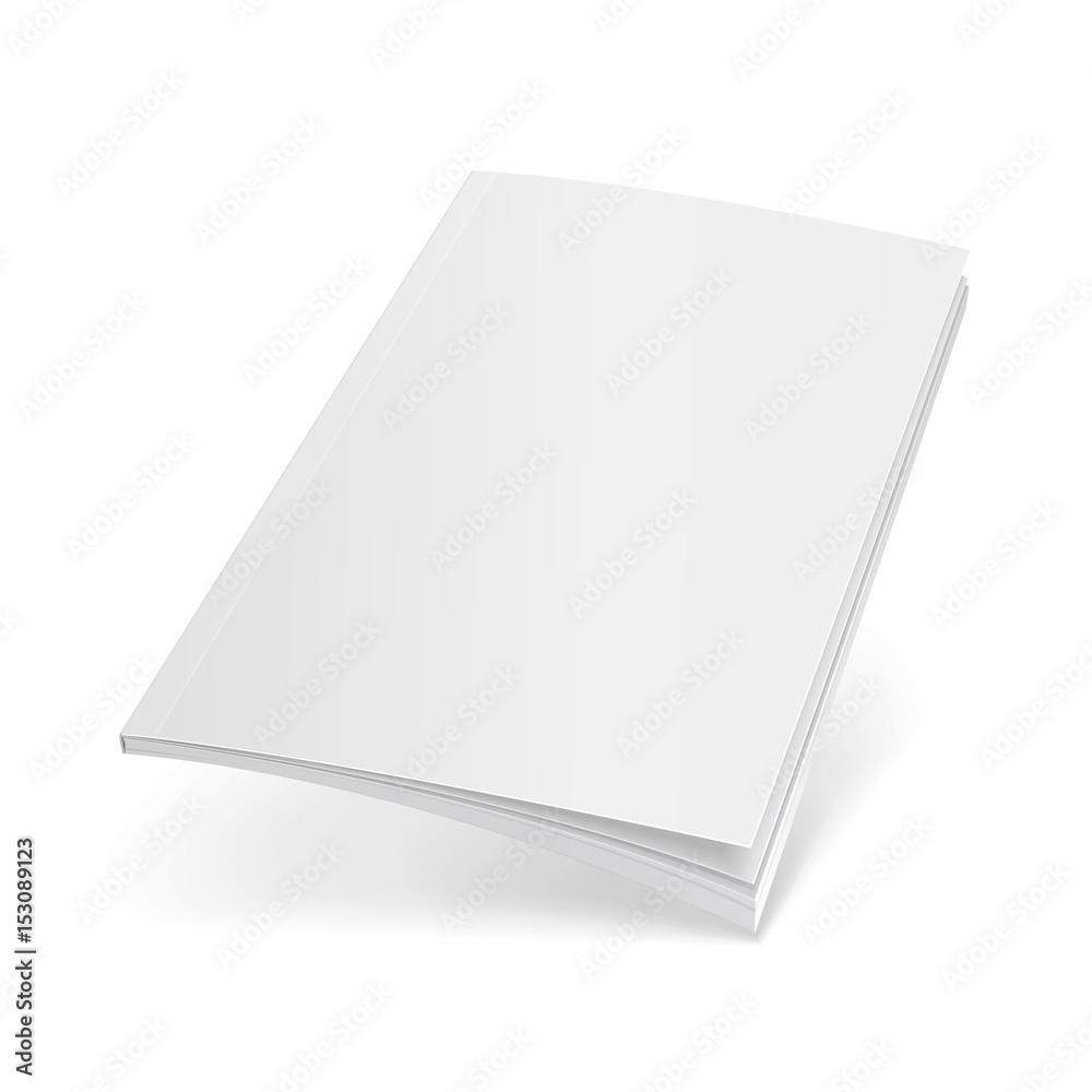 Blank Flying Cover Of Magazine, Book, Booklet, Brochure. Illustration Isolated On White Background. Mock Up Template Ready For Your Design. Vector EPS10 - obrazy, fototapety, plakaty 
