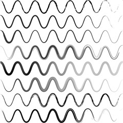 Poster - Set waves of a zigzag with rounded corners, hand brushes