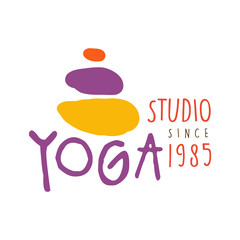 Canvas Print - Yoga studio logo, colorful hand drawn vector illustration