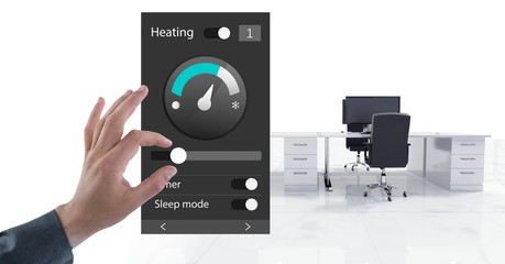 Poster - Hand touching an Office automation system App 