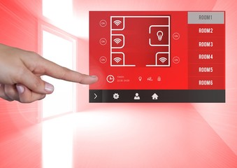 Poster - Hand touching a Home automation system App 