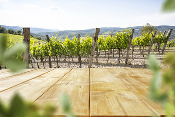 Wall Mural - desk space and vineyard 