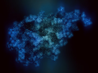 Wall Mural - CD47 (integrin associated protein, extracellular domain) protein. Often present on cancer cells and a potential antitumoral drug target. 3D rendering based on protein data bank entry 4cmm.