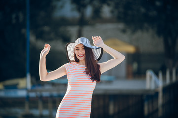 girl in a pink dress