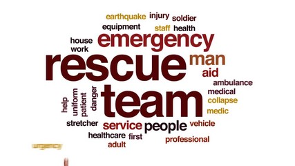 Sticker - Rescue team animated word cloud, text design animation.