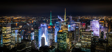 New York Night Panorama Of Manhattan, USA