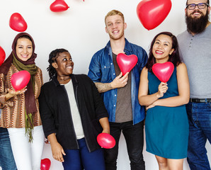 Canvas Print - Group of Diverse People Holding Balloons Cheerful