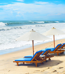 Wall Mural - Deck chairs at Bali beach