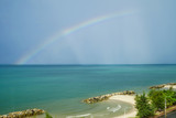 Fototapeta Tęcza - seascape natural and rainbow after rain, Thailand