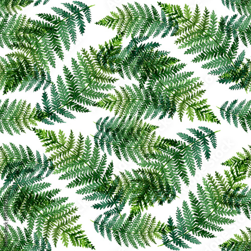 Foto-Gardine - Tropical watercolor abstract pattern with fern leaves (von Natali_Mias)