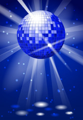 Canvas Print - Dance club party vector background with disco ball