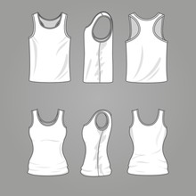 Mans And Womans Blank Outline Casual Tank Top Vector Mockup