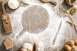 © sebra - Flour powder and bakery on wooden table
