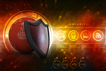 Poster - 3d illustration Security concept - shield 