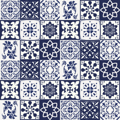 Naklejka na meble Blue Portuguese tiles pattern - Azulejos vector, fashion interior design tiles