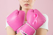 © PR Image Factory - Chinese girl wear boxing gloves crossed arms