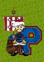 Wall Mural - P is for Pirate Learning Illustration