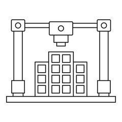 Poster - 3d printer printing layout of building icon