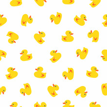 Seamless Pattern - Bath Ducks On White Background