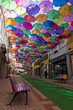 The sky of colorful umbrellas. Street with umbrellas,Portugal