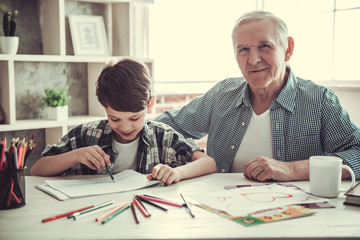 Wall Mural - Grandpa and grandson