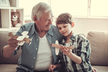 Wall Mural - Grandpa and grandson