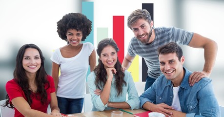 Poster - Casual business people smiling against graph