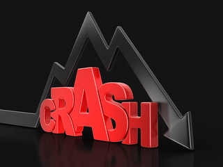 Poster - Word crash with arrow down. Image with clipping path
