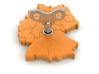 Poster - Map of Germany with winding key. Image with clipping path.