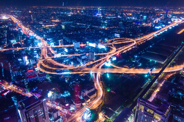 Traffic at night light from car on expressway