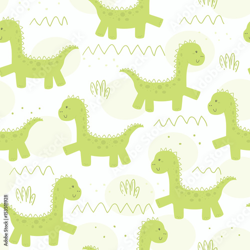 Stoffe zum Nähen Niedliche Musterdesign mit lustige Dinosaurier. Vektor-Illustration.
