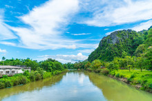 Nam Song River At Vang Vieng, Laos