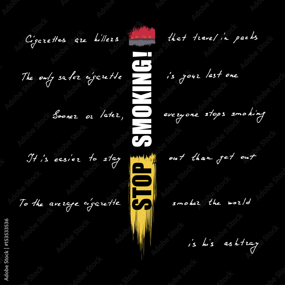 no tobacco quotes World No Tobacco Day. No Smoking inscription on cigarette. Lettering quotes  about the dangers of smoking. Vector illustration eps 10 Stock Vector