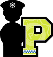 Wall Mural - P is for Police Learning Illustration