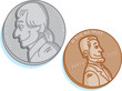Cartoon illustration of two coins.