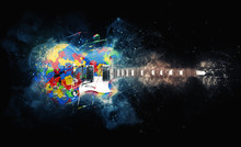 Colorful Psychedelic Rock Guitar - Grunge Illustration