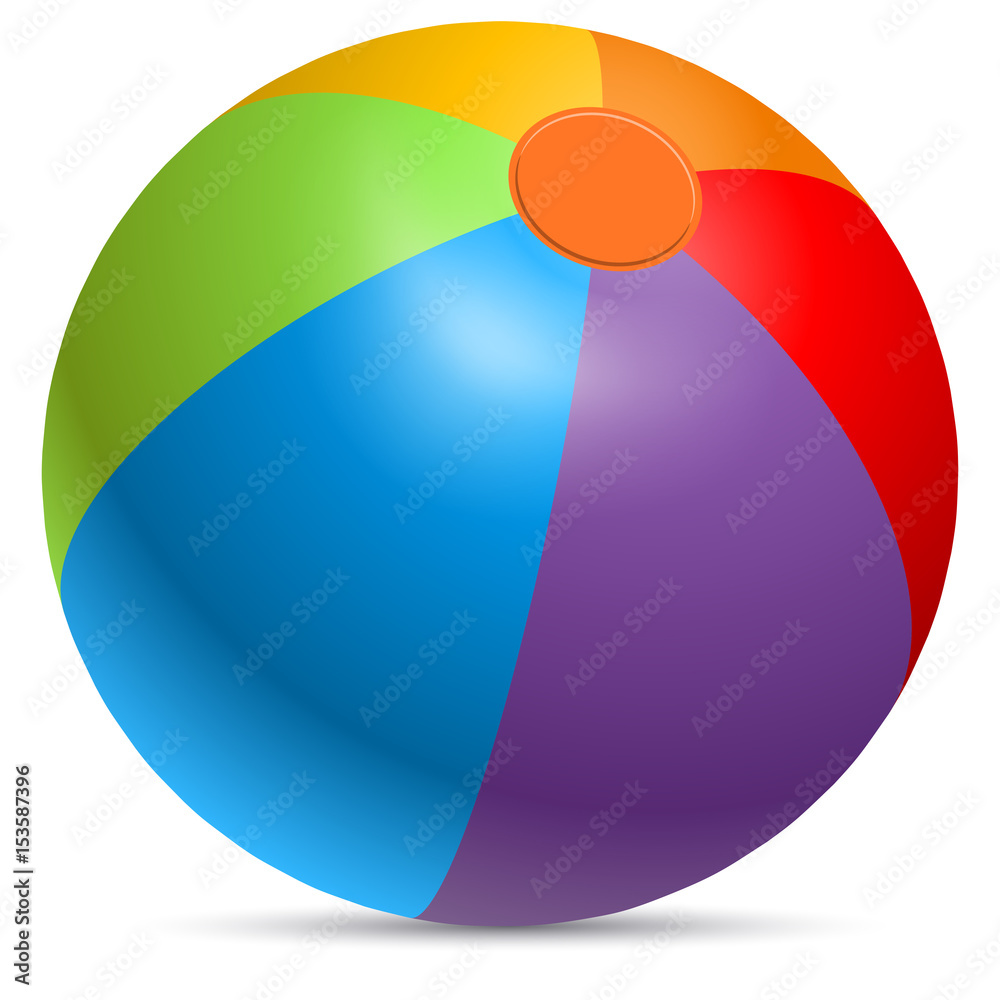 Colorful beach ball vector illustration. - obrazy, fototapety, plakaty 