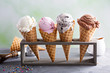 Leinwandbild Motiv Variety of ice cream cones