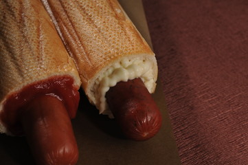 Two hot dogs