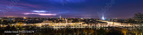 Evening skyline of Turin in Italy Wallpaper Mural