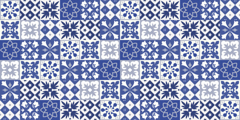 Naklejka na meble Blue Portuguese tiles pattern - Azulejos vector, fashion interior design tiles