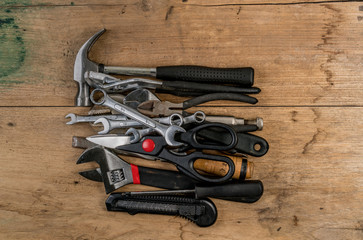 Wall Mural - Top view of DIY tools