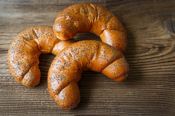 Fresh and tasty sweet rolls crescent.