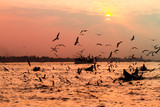 Fototapeta Zachód słońca - Yangon river sunset