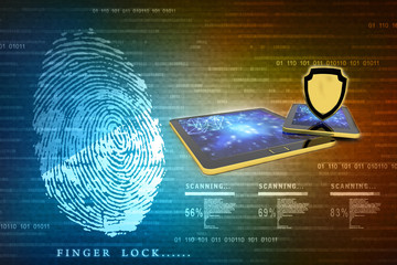 Poster - 3d rendering tablet with shield 
